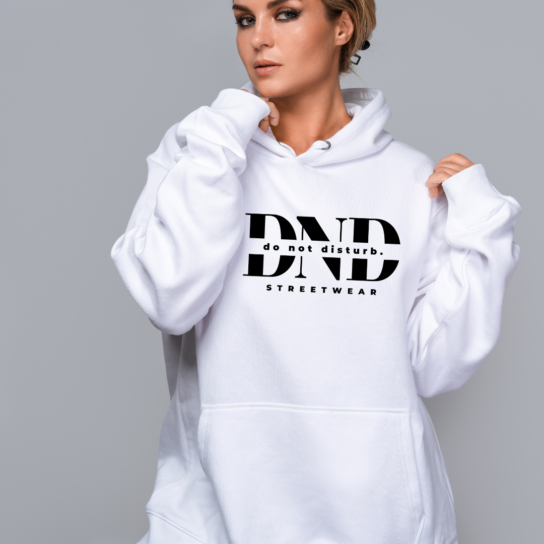 DND Streetwear Hoodie – White Edition