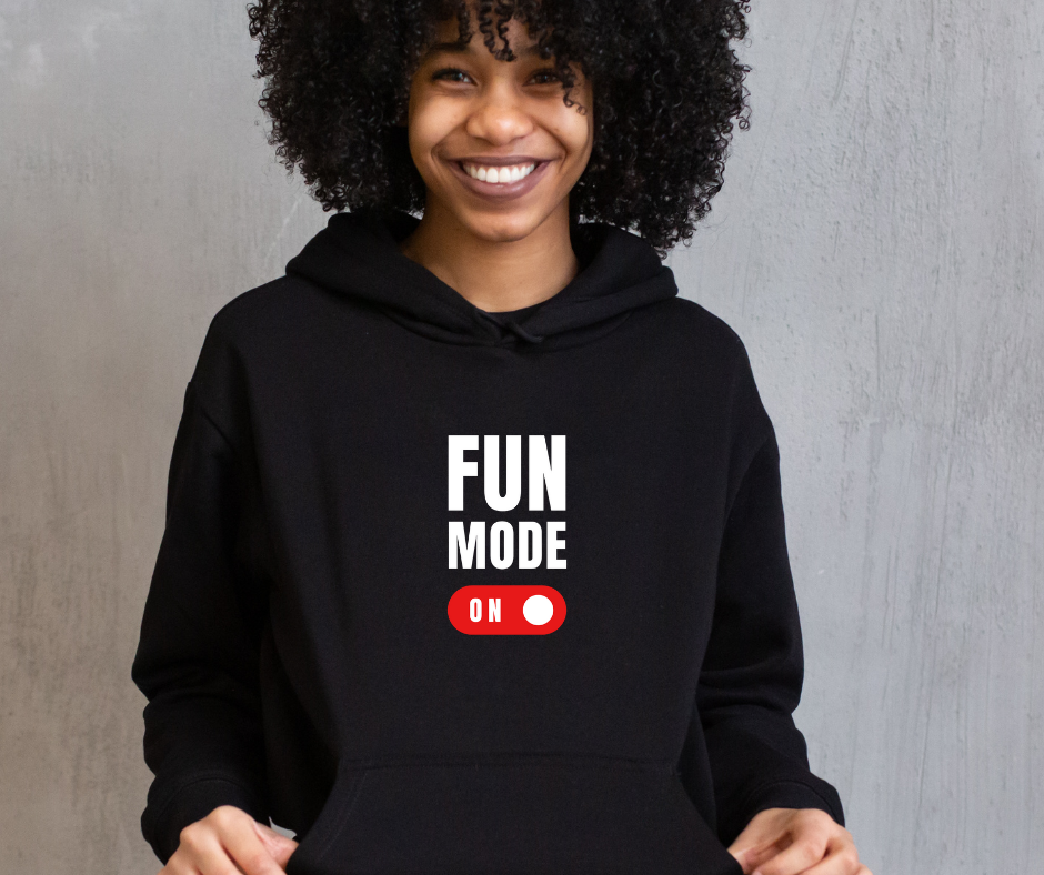 Fun Mode On Hoodie: Playful and Bold Design